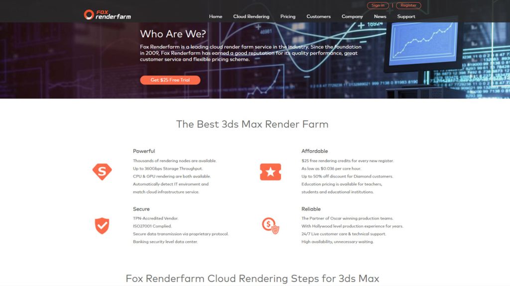 3ds Max를 위한 최고의 GPU 렌더 팜 fox renderfarm