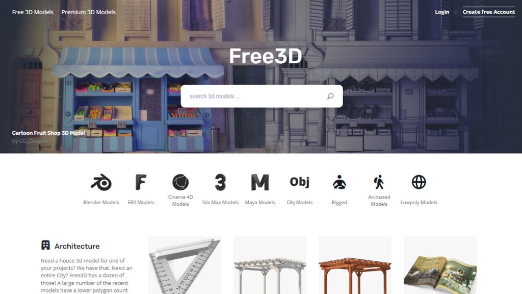 3D 아티스트를 위한 최고의 3D 모델 사이트 Free3D