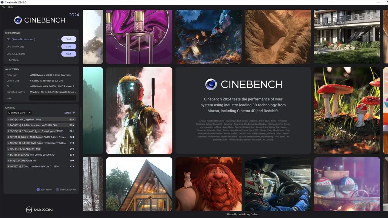 Cinebench 점수 Cinebench 2024