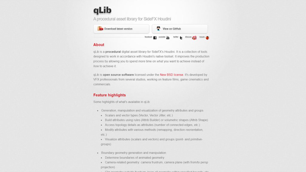 Houdini를 위한 최고의 플러그인 qLib